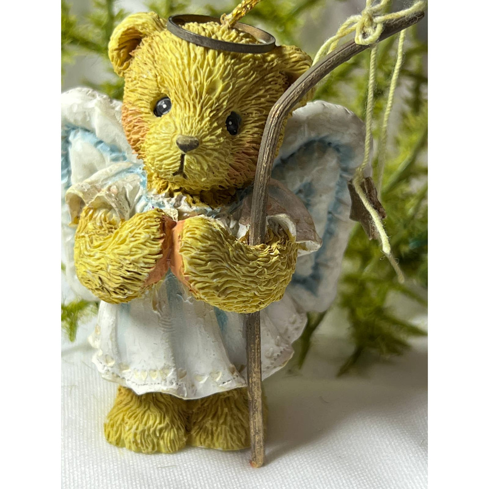 Vintage Bear Angel w Staff Christmas Ornament Hamilton by Priscilla Hillman 1992